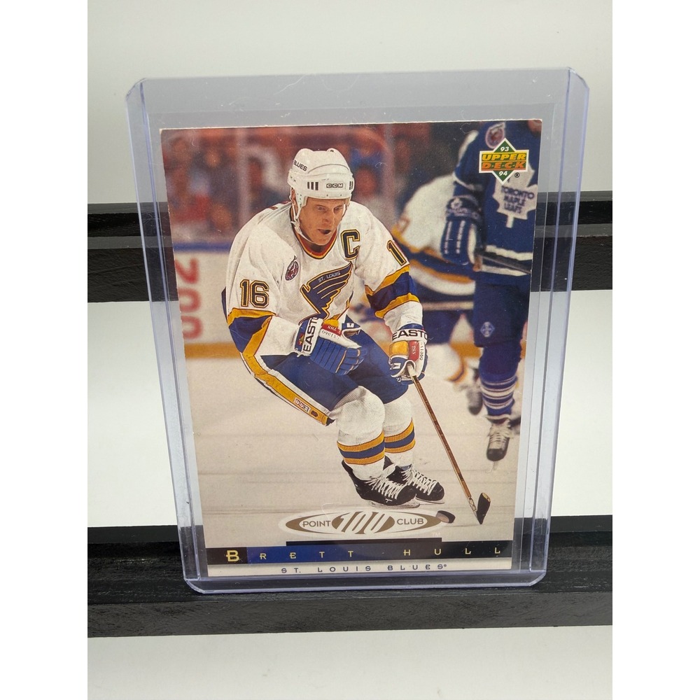 1993 Upper Deck Brett Hull St. Louis Blues Point 100 Club Hockey Card 232